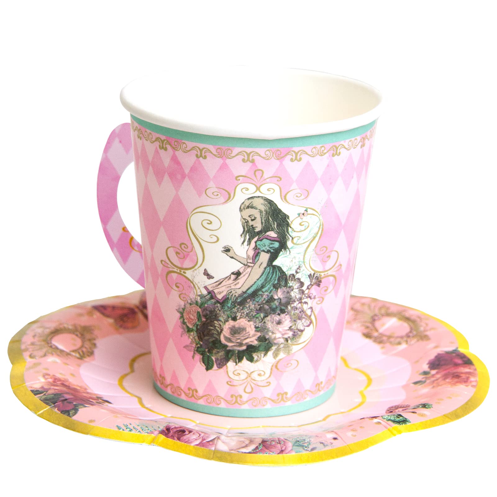 Alice and Wonderland Paper Plates and Cups Paper Saucers Mad Hatter Tea Party Alice Party Decorations Decor Baby Shower Birthday Favor Supplies - Image 4