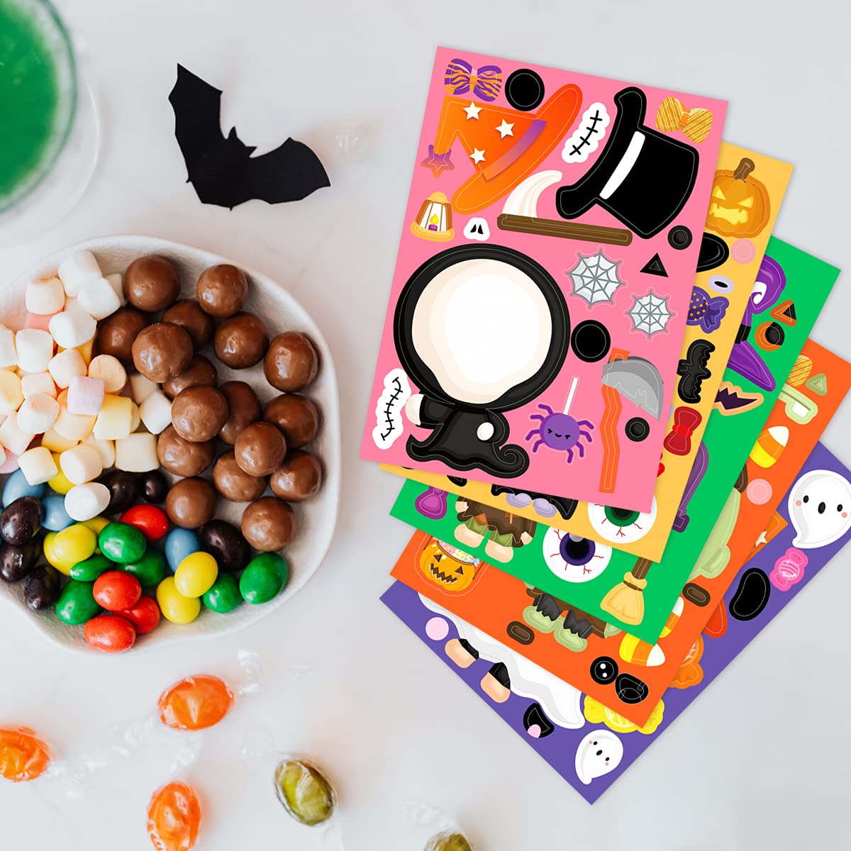 Ceiba Tree 48 Pcs Make Your Own Halloween Sticker Sheets for Kids Home Classroom Party Favor Games Art Craft School Rewards - Image 6
