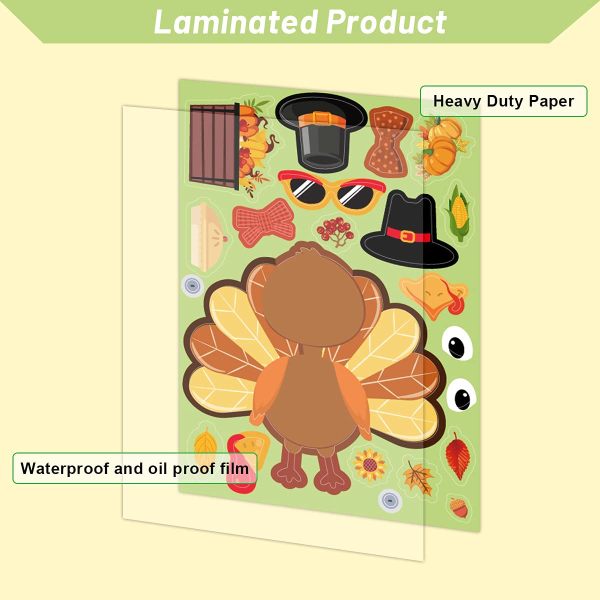 Ceiba Tree 48 Pcs Turkey Stickers Make Your Own Turkey Sticker Sheets Thanksgiving Stickers Home Classroom Party Favor Art Craft School Rewards - Image 3