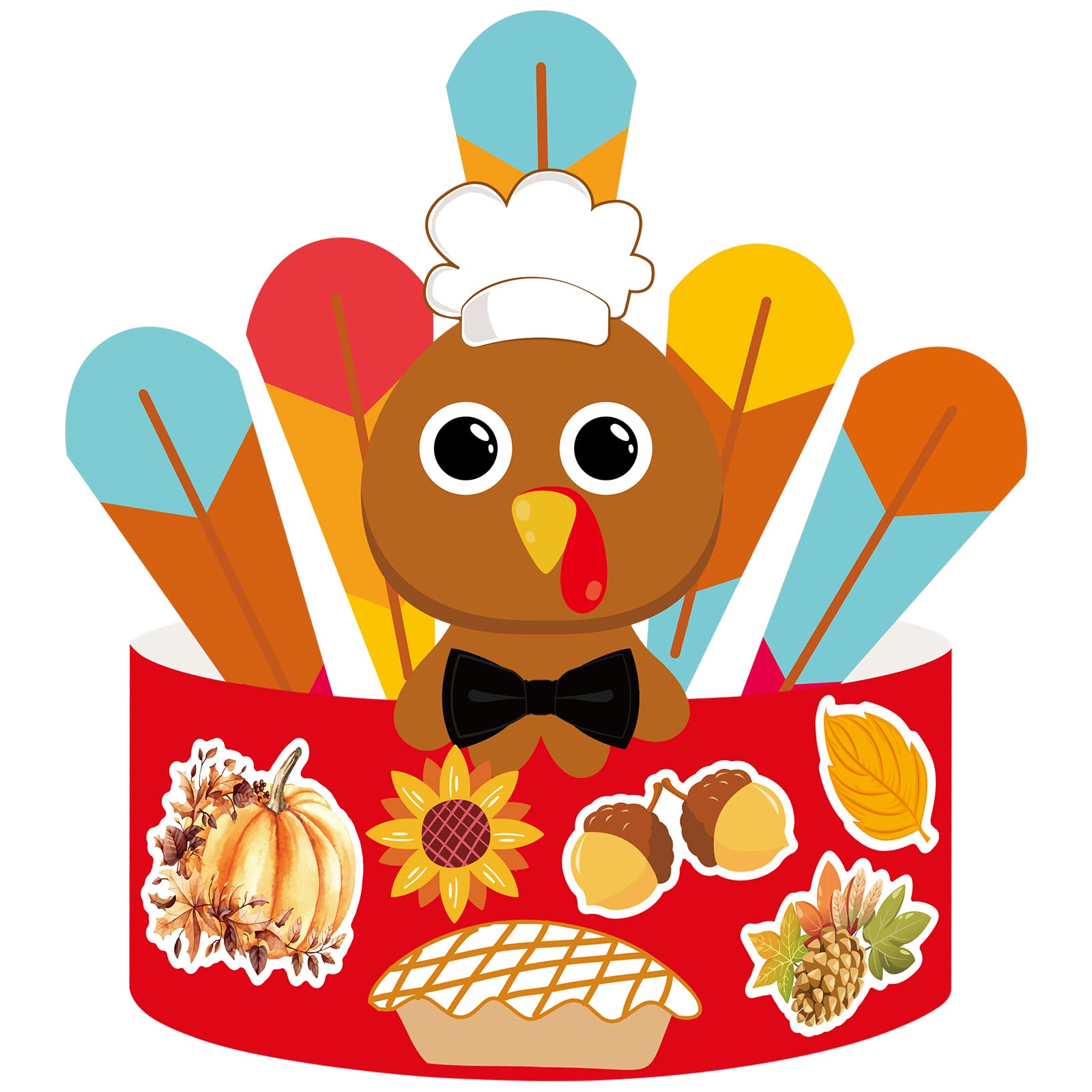 ceiba tree DIY Fall Thanksgiving Turkey Crowns Crafts Activities for Kids Headbands Hats Craft Kits 12 PCS Party Decoration Supplies School Holiday - Image 3