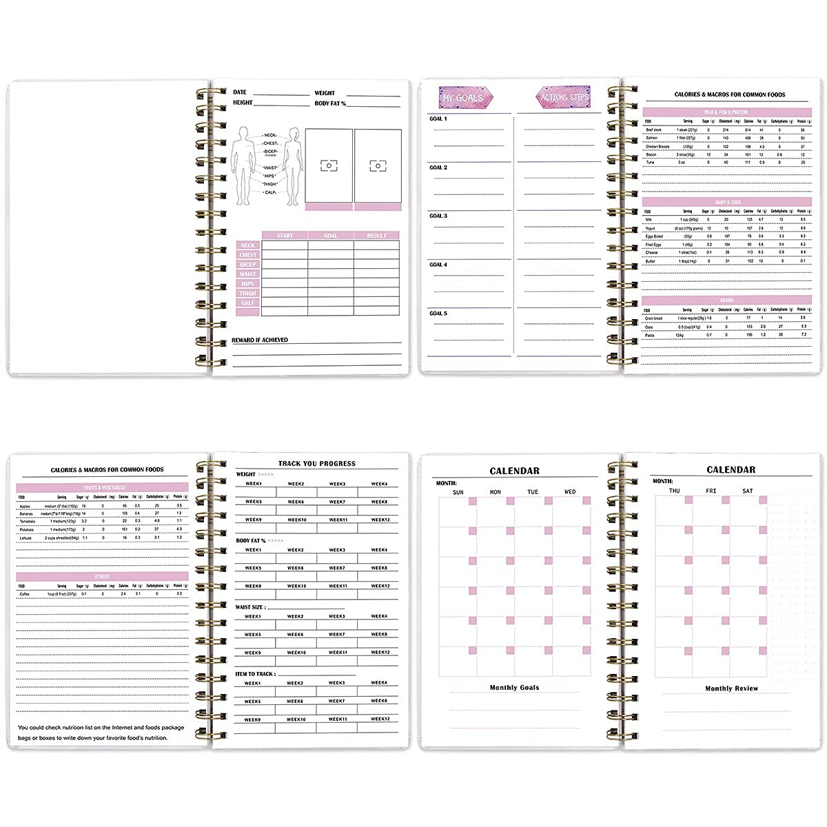 Ceiba Tree Food and Fitness Meal Workout Journal Diary Wellness Log Notebook Planner Weight Loss Diet Exercise Training Health Tracker 6.1x 8.5 inch Hard Cover - Image 3