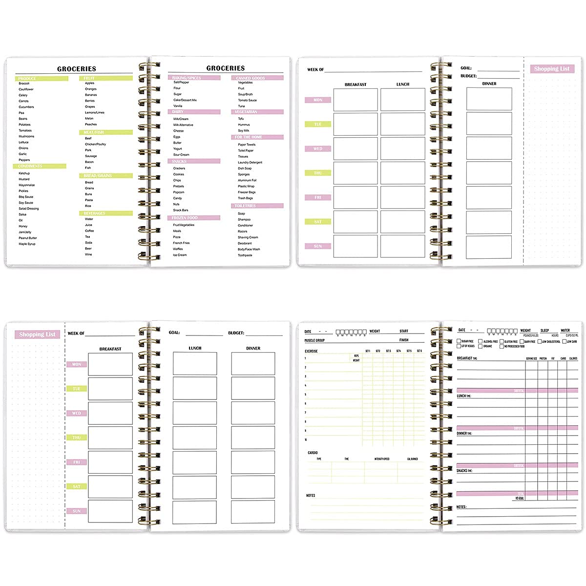 Ceiba Tree Food and Fitness Meal Workout Journal Diary Wellness Log Notebook Planner Weight Loss Diet Exercise Training Health Tracker 6.1x 8.5 inch Hard Cover - Image 4