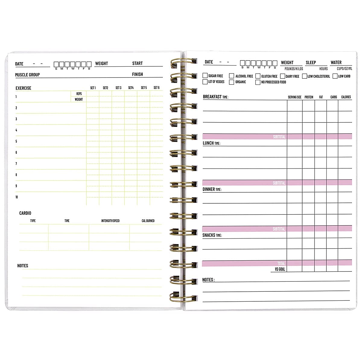 Ceiba Tree Food and Fitness Meal Workout Journal Diary Wellness Log Notebook Planner Weight Loss Diet Exercise Training Health Tracker 6.1x 8.5 inch Hard Cover - Image 5