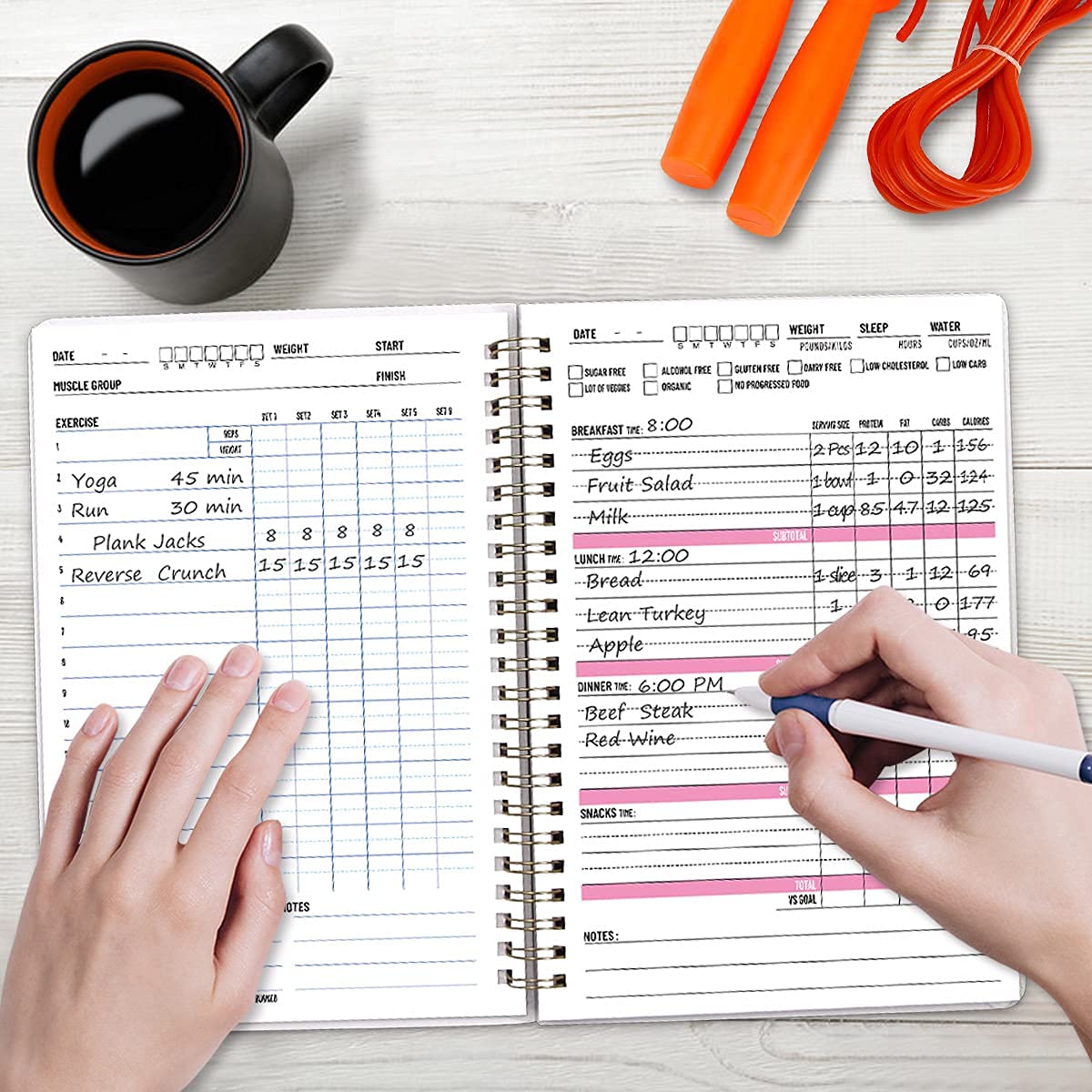 Ceiba Tree Food Fitness Workout Journal Weight Loss Nutrition Wellness Calorie Counter Log Diary Notebook Meal Planner Diet Exercise Training Health Tracker 6.1" x 8.5" - Image 6