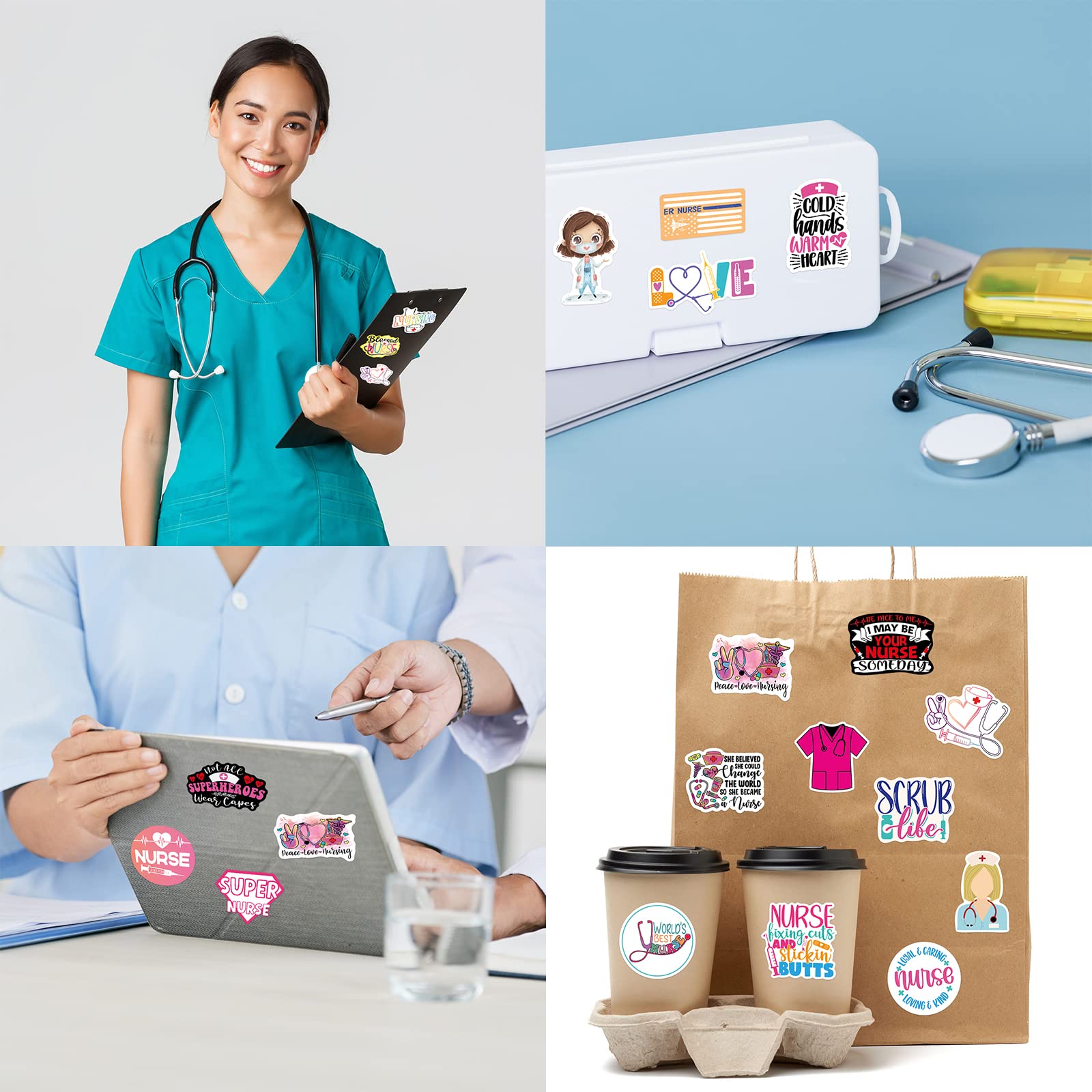 Ceiba Tree Nurse Stickers Nurses Week Appreciation Gifts Nursing School Graduation 2026 Gift Bulk Decals 100pcs White Angels Accessories for Work for Laptop Water Bottles - Image 6