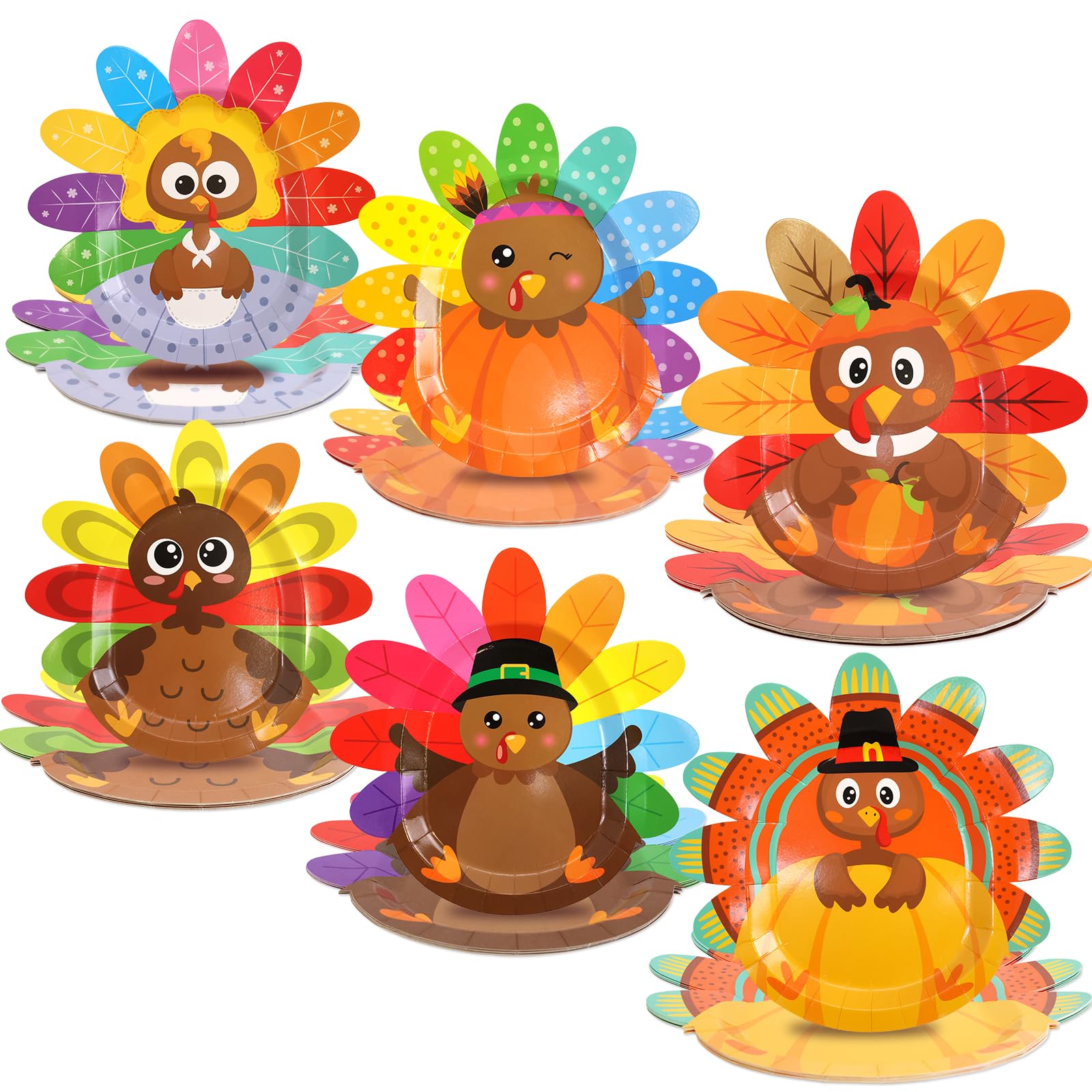 ceiba tree Thanksgiving Paper Plates Turkey Shaped Disposable Dinnerware Decorative Dinner Plates for Fall Thanksgiving Autumn Holiday Party Favors Supplies - Image 4